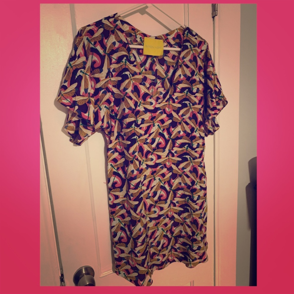 Aaron Ashe silk dragonfly print tunic.
